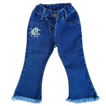 Calça Country Infantil Jeans Bordada Cavalo Flare Pra Menina