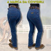 Calça Country Jeans Feminina Carpinteira Race Bull Delavê Cowgirl Boiadeira
