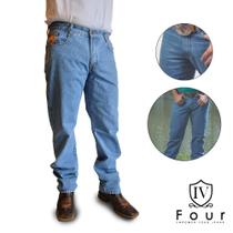 Calça Country Jeans Masculina Azul Claro Básica Reforçada