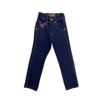 Calça Country Jeans Tradicional Infantil Os Boiadeiros Azul Escuro Reta Ref.450