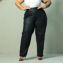 Calça Couro Pu Feminina Preta Plus Size Cintura Alta Lia Rosa Calça Couro Pu Feminina Preta Plus Size Cintura Alta Lia Rosa