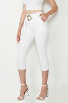 Calça Cropped Assédio Bella Sarja Branco