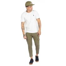 Calça Cropped Color Zune Jeans Bolso Cargo Masculina Casual Verde 46