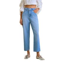 Calça Cropped Jeans Reta Cós Alto Com Bolso Morena Rosa
