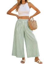 Calça Culotte Hooever Stripe Wide Leg para mulheres, verde, tamanho GG Calça Culotte Hooever Stripe Wide Leg para mulheres, verde, tamanho GG