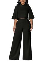 Calça de 2 peças para mulheres Acelyn Ruffle Flare Wide Leg