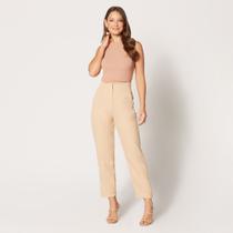 Calça de Alfaiataria Cintura Alta Bege Calça de Alfaiataria Cintura Alta Bege