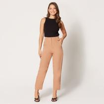 Calça de Alfaiataria Cintura Alta Marrom Claro