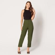 Calça de Alfaiataria Cintura Alta Verde Militar Calça de Alfaiataria Cintura Alta Verde Militar