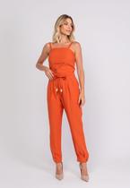 Calça de Alfaiataria com Pregas e Amarração Terracota Salvatore