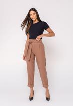 Calça de Alfaiataria com Pregas e Barra com Dobra Bege Salvatore