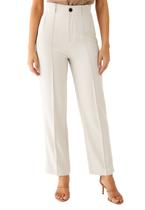 Calça De Alfaiataria Feminina Cintura Alta Corte Reto - Calça De Alfaiataria Feminina Cintura Alta Corte Reto -