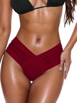 Calça de biquíni GORGLITTER franzida e atrevida de cintura alta com corte em V Calça de biquíni GORGLITTER franzida e atrevida de cintura alta com corte em V