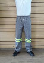 Calça de brim com faixa refletiva cinza profissional