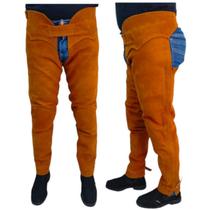 Calça de Couro Nobuck de Vaquejada Vaqueiro Profissional proteção perneira