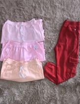 Calça de elástico cores roso claro,rosa,creme,vermelha