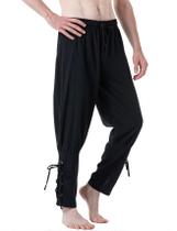 Calça de fantasia JEMITOP Vintage Renaissance Masculina Preta L
