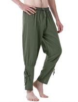 Calça de fantasia masculina JEMITOP, vintage, Renaissance Army Green, XL