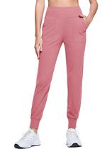 Calça de ioga feminina Joggers MAGCOMSEN para controle de barriga rosa XS