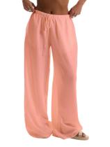Calça de linho Beach Cover Up RoseSeek, maiô, rosa empoeirado