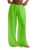 Calça de linho Beach Cover Up RoseSeek, maiô verde para mulheres Calça de linho Beach Cover Up RoseSeek, maiô verde para mulheres