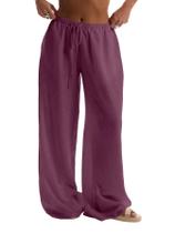 Calça de linho Beach Cover Up RoseSeek, maiô, vermelho, violeta