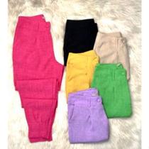 Calça de Linho Ziper na Perna L816