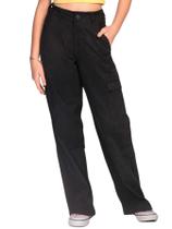 Calça de Menina Wide Leg Cargo Sarja Juvenil Feminino Premium