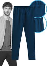 Calça De Moletom Adulto Masculina Azul Marinho Flanelada Algodão Malwee