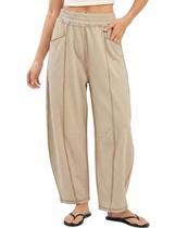 Calça de moletom Athlisan Baggy Barrel para mulheres cáqui tamanho S Calça de moletom Athlisan Baggy Barrel para mulheres cáqui tamanho S