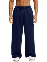 Calça de moletom ATOFY Baggy Lounge, perna larga com bolsos para homens, azul marinho Calça de moletom ATOFY Baggy Lounge, perna larga com bolsos para homens, azul marinho
