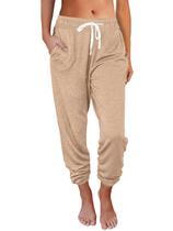 Calça de moletom AUTOMET para mulheres Lounge Pijama Camel S