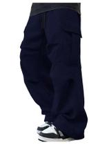 Calça de moletom cargo GORGLITTER para homens azul escuro tamanho L Calça de moletom cargo GORGLITTER para homens azul escuro tamanho L