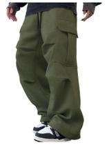 Calça de moletom cargo GORGLITTER para homens verde militar tamanho S-XXL Calça de moletom cargo GORGLITTER para homens verde militar tamanho S-XXL