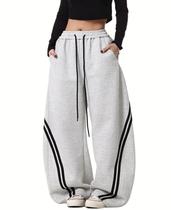 Calça de moletom Chmnigma Wide Leg para mulheres e homens (cinza claro-S) Calça de moletom Chmnigma Wide Leg para mulheres e homens (cinza claro-S)