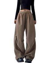 Calça de moletom Chmnigma Wide Leg para mulheres e homens, marrom, tamanho XS