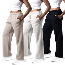 Calça de moletom Common Stitch, pacote com 3 mulheres, lã, perna larga
