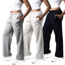 Calça de moletom Common Stitch, pacote com 3 mulheres, lã, perna larga