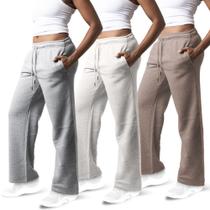 Calça de moletom Common Stitch, pacote com 3 mulheres, lã, perna larga