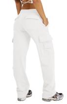 Calça de moletom CybeShion Fleece Cargo para mulheres brancas