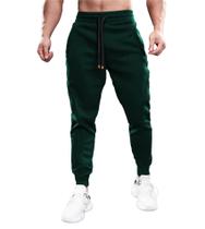 Calça de moletom esportiva masculina de algodão Joggers Fioboc verde escuro GG