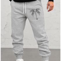 Calça De Moletom Estampa Costela Raios 1601 Atlético Casual Com Bolsa E Elástico Macia E Leve