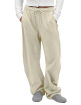 Calça de moletom FAIABLE Wide Leg Barrel para mulheres e homens bege