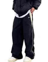 Calça de moletom FCOOLYEET, perna larga para homens, preto, branco, poliéster