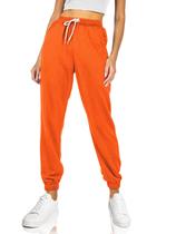 Calça de moletom feminina AUTOMET com decote apertado, laranja, XL