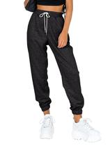 Calça de moletom feminina AUTOMET, justa, atlética, preta, cinza