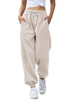 Calça de moletom feminina Gvraslvet, cintura alta, preta