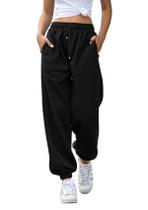 Calça de moletom feminina Gvraslvet de cintura alta preta tamanho L Calça de moletom feminina Gvraslvet de cintura alta preta tamanho L