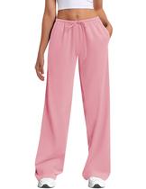 Calça de moletom feminina HeaYep de perna larga rosa XS com bolsos