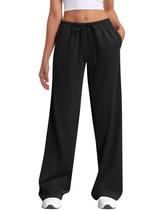 Calça de moletom feminina HeSayep, perna larga, cintura baixa, preta L